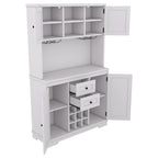 Meuble bar de cuisine avec rangement, meuble à vin de style campagnard avec tiroirs, étagères et placards, buffet avec casiers à vin et à verres