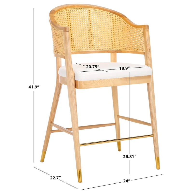 Tabouret de bar SAFAVIEH Couture Rogue en rotin, 68,5 cm (27 pouces) - 61 cm (24 po) L x 58,5 cm (23 po) P x 106,5 cm (42 po) H